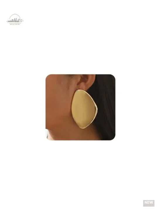 Chunky Large Square Gold Earrings Trendy Irregular Geometric Statement Dangle