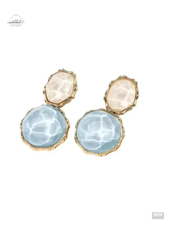 Boho Geometric Resin Dangle Earrings - Lightweight Summer Earrings - Water