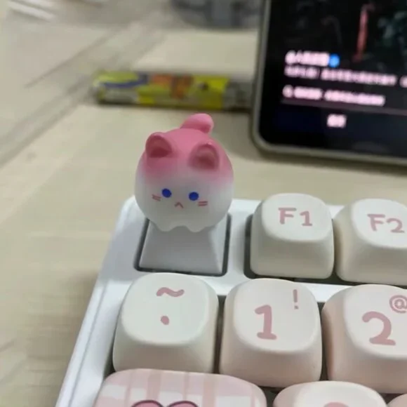 Cute Pink Ombré Cat keycap, Artisan keycap, for mechanical keyboard OEM