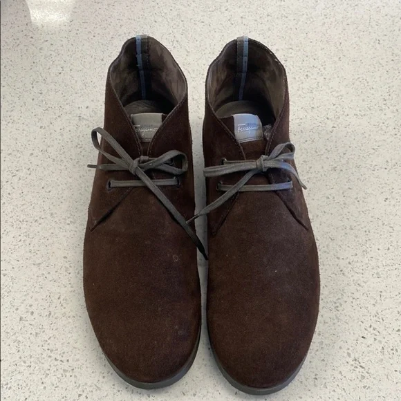 Salvatore Ferragamo Brown Chukka Boots Suede Leather