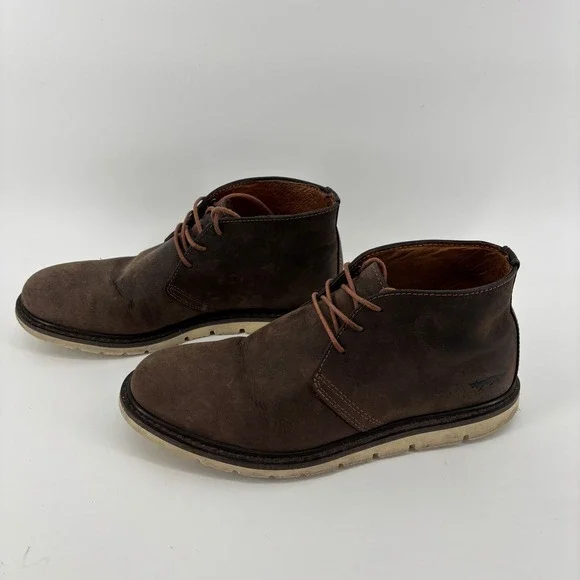 Good Golden Fox Mens Chukka Boots 9.5 Brown Leather Wedge Sole Lace Up Americana