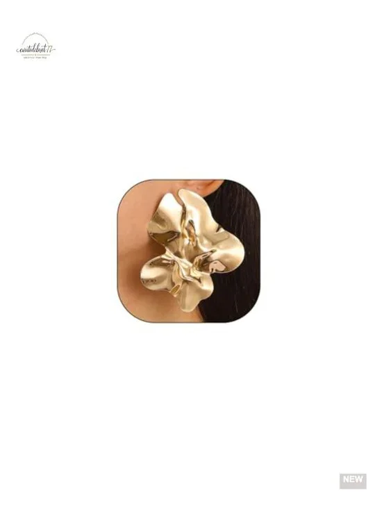 Chunky Gold Statement Stud Earrings Geometric Square Drop Earrings