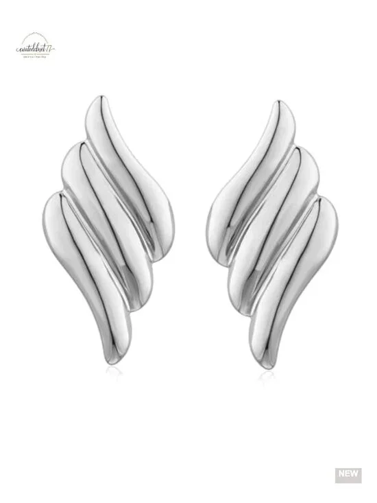 Large Geometric Chunky Stud Earrings Brass Post Push Back