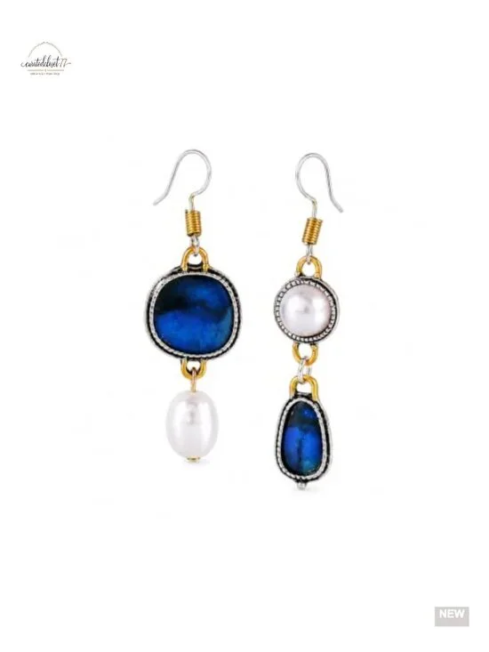 Asymmetrical Natural Stone Dangle Drop Earrings Geometric Statement