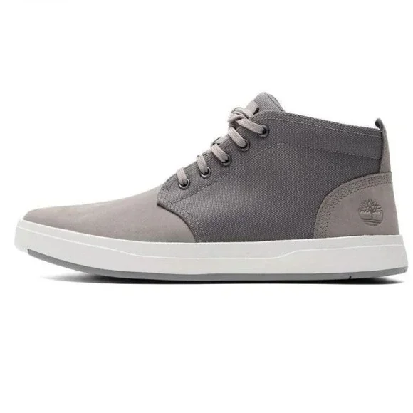 Timberland Davis Square Chukka Mens 9.5 Medium Grey Leather Canvas Boots NEW