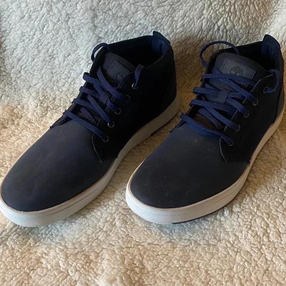 Timberland‎ Groveton Chukka Mens 10.5 Navy Blue Nubuck Cordura Sneakers A1SF3