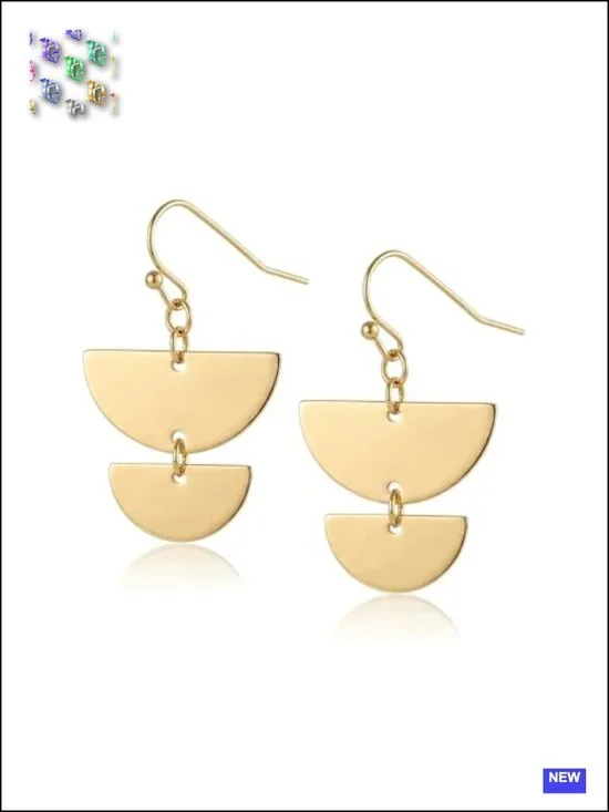 Lightweight Gold Plated Drop Dangle Earrings Round Hoop Statement Jewelry
