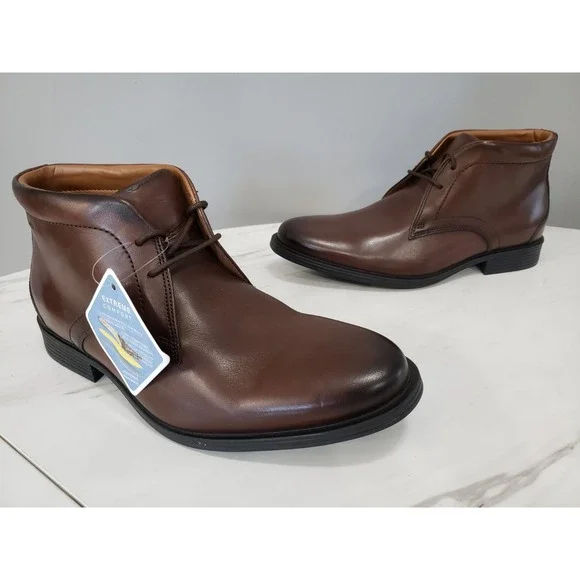 NEW‎ NO BOX SIZE 8 - Clarks Whiddon Mid Chukka Boot Men's Mahogany Leather BROWN