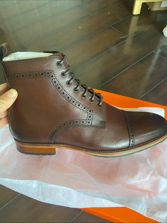 Men's Brown Leather Brogue Chukka Boot - Classic Lace-Up