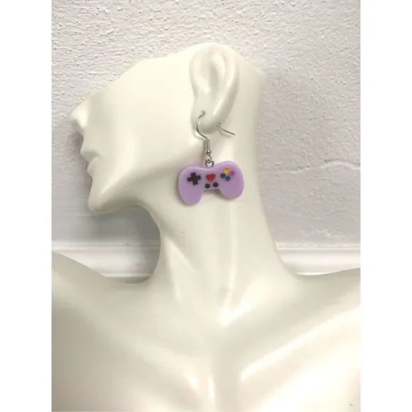 Purple Game Controller Earrings