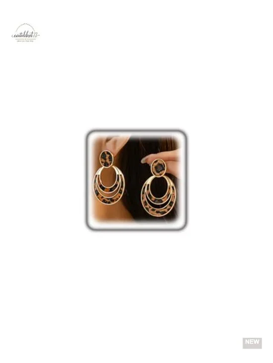 Vintage Leopard Drop Earrings Geometric Statement Dangle Earrings for Women