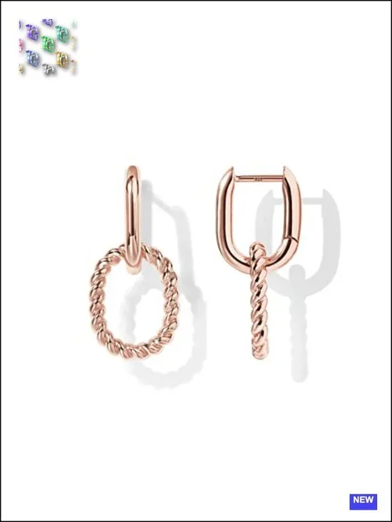 Convertible Paperclip Link Huggie Hoop Earrings - 14K Gold Plated Drop Dangle