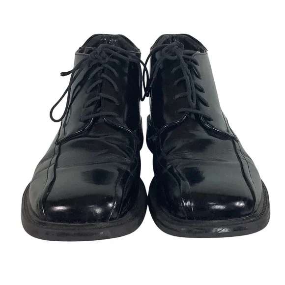 Alfani Domingo Mens Black Patent Leather Chukka Boots Made in Italy Size 10.5