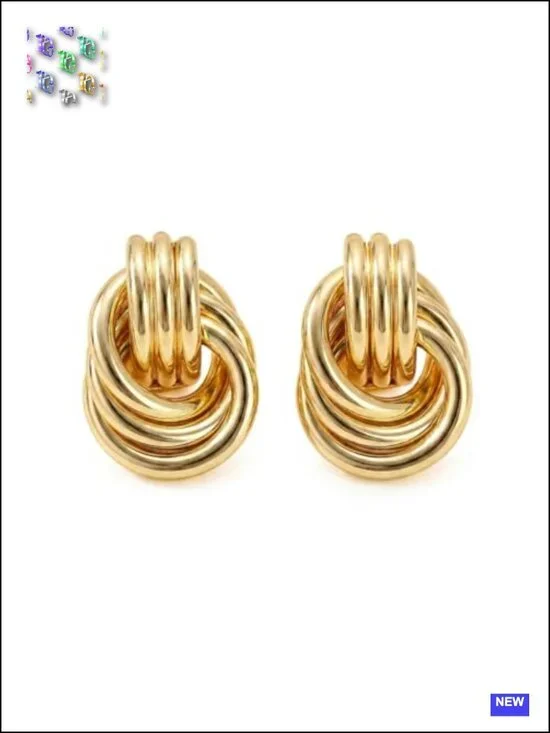 Chunky Gold Plated Stud Earrings Dangle Drop Geometric Jewelry Gift
