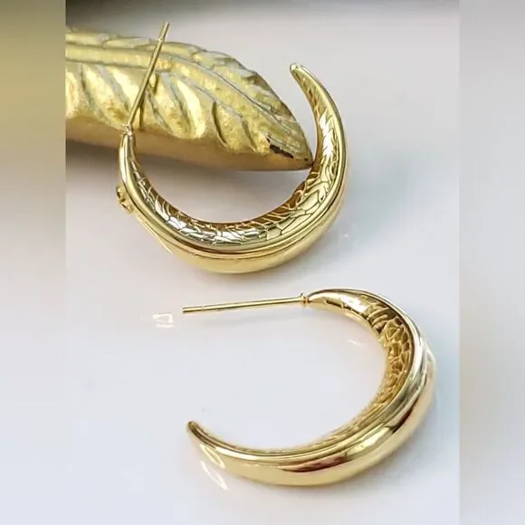 Anthro Etched Hoop Earrings