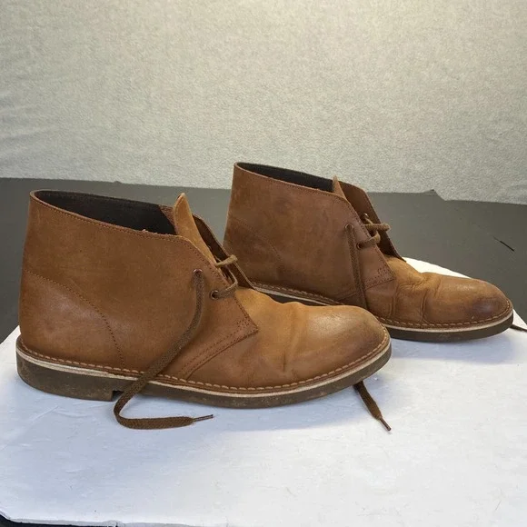 CLARKS Desert Chukka Boot Brown Leather Men's Size‎ 9.5 M,Comfort,Ankle