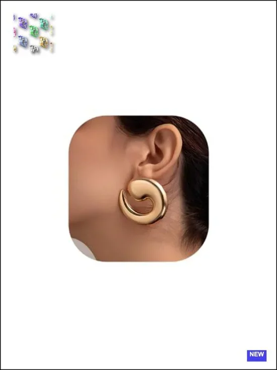 Chunky Gold Spiral Drop Dangle Earrings for Women