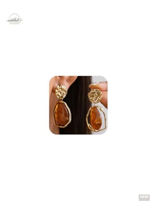 Dainty Irregular Crystal Drop Dangle Earrings 14K Gold Plated Geometric Zircon