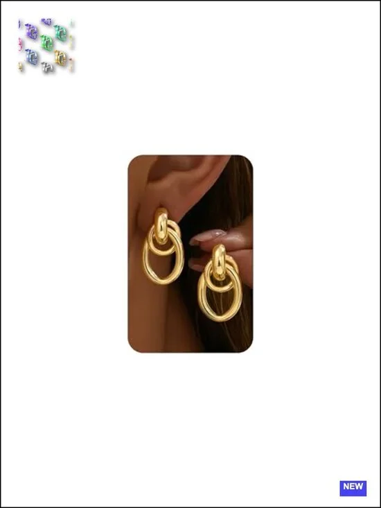 14K Gold Plated Chunky Knot Drop Dangle Earrings Hypoallergenic Lightweight