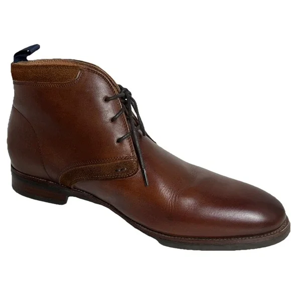 Florsheim Mens Uptown Chukka Boots US 8.5W‎ Cognac Brown Leather Lace Up Shoes