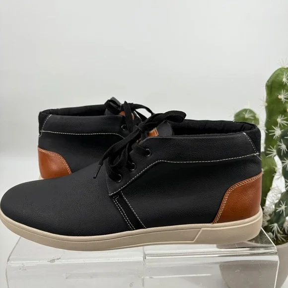 New Steve‎ Madden Kobe Men's Black Faux Leather Lace Up Chukka Boots Size 12