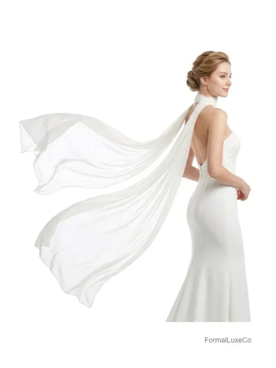 Chiffon Bridal Long Scarf Wrap for Wedding Ceremony Evening Shawl