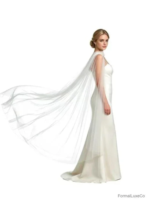 Tulle Scarf Neck Wrap Wedding Shawl for Bride Evening Ceremony 118 in