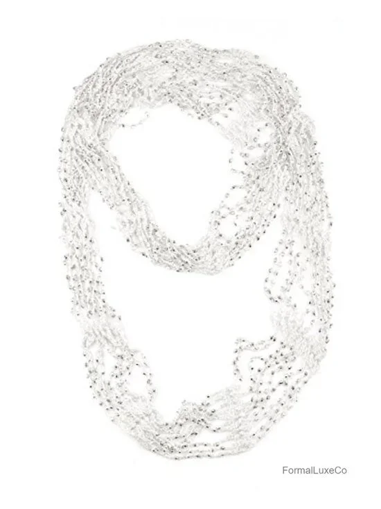 Polyester Beaded Skinny Fishnet Infinity Loop Scarf