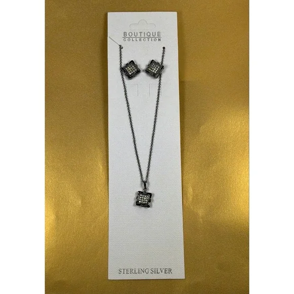 ✨ Sterling Silver Marcasite Style Necklace & Earring‎ Set ✨