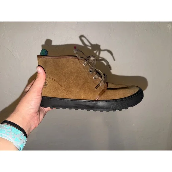 Polo Ralph Lauren Chett Brown Suede Chukka Boots Mens 4.5 RF101304 Lug Sole