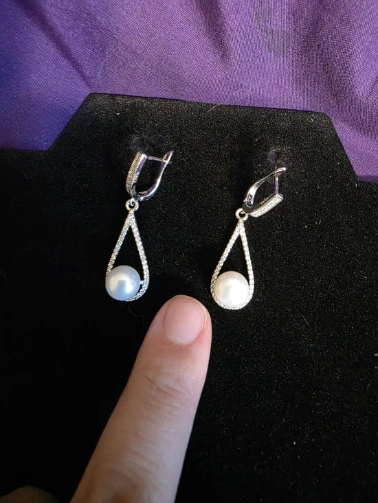 Sterling Silver Pearl Drop Earrings - White Pearl