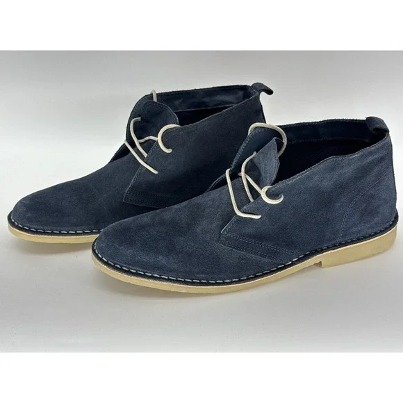 Kurt Geiger Chukka Boots Mens 45 Navy Suede Lace Up Ankle Dress Stylish Genuine