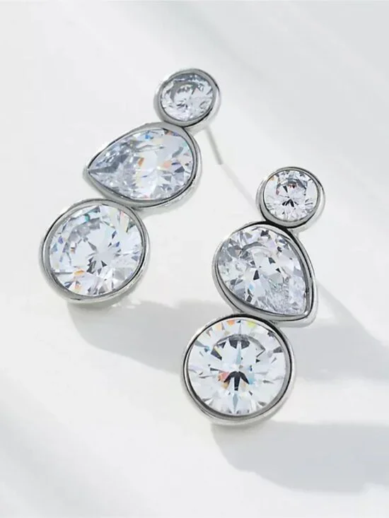 New! Silver Mixed Crystal Drop Earrings (3024) NWOT