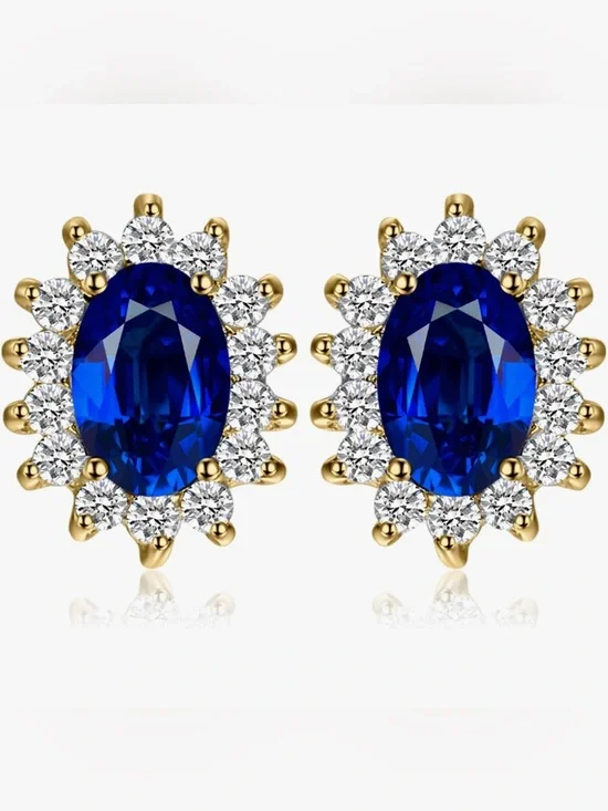 Gorgeous Neiman Marcus 18KT Gold Vermeil sapphire stud earrings