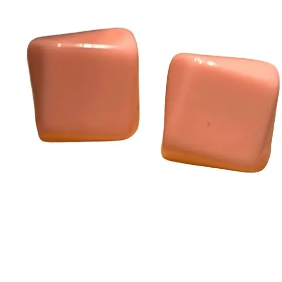 Vintage 1985 Pretty in Pink Chicklit Square Earrings Pierced EUVC