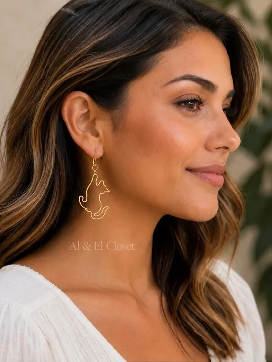 Minimalist Wire Cat Earrings | Handmade Jewelry | Stainless Steel Fish Hooks NWT