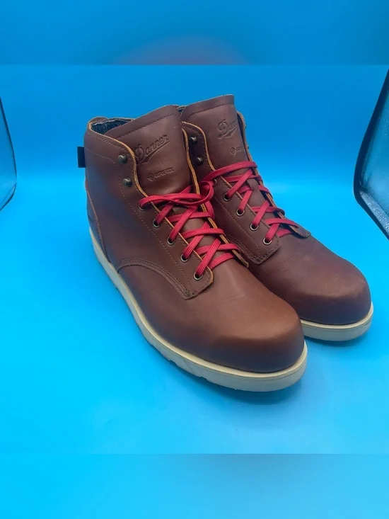Danner Brown Leather Chukka Boots with Red Laces and Cream Sole
