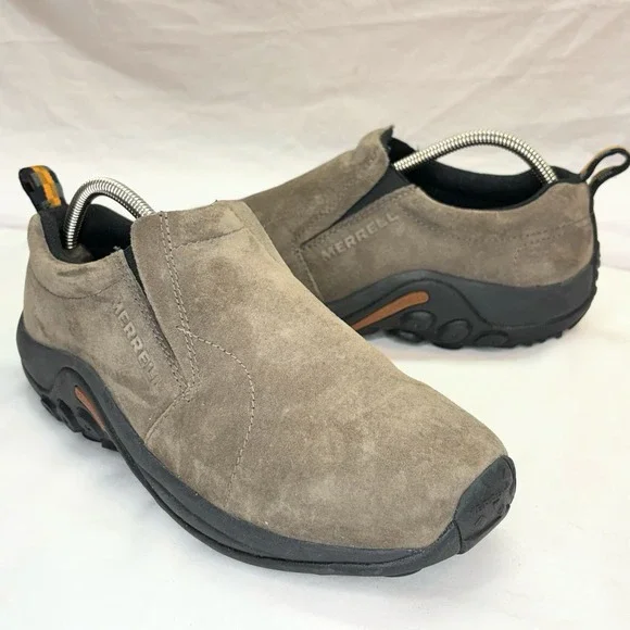 Merrell Jungle Moc‎ Hiking Shoe Men's Sz 8 Brown Gunsmoke Suede Slip On J63787W