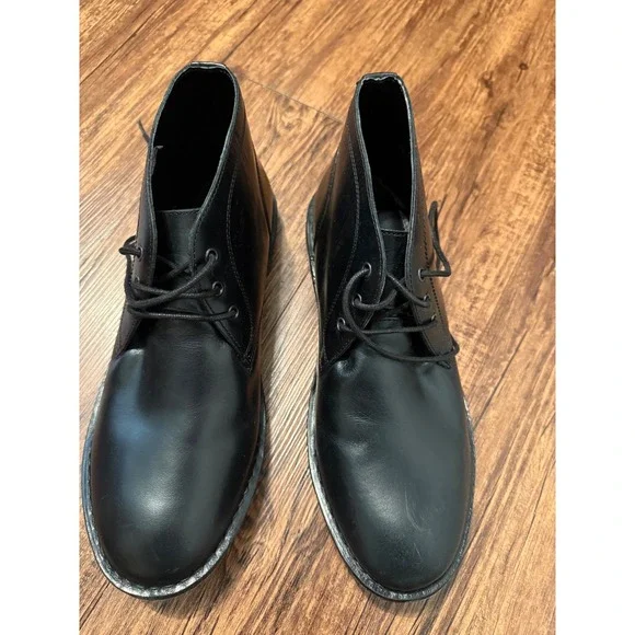 Crown Vintage Casper MI3129 Mens Black Leather Upper Chukka Desert Boots 8.5