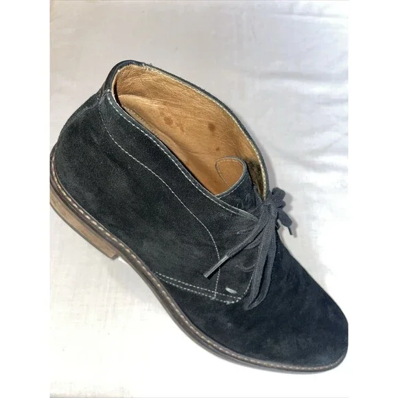 Vionic Chukka Boots Mens Size 13 M Black Suede Leather Lace Up Block Heels EUC