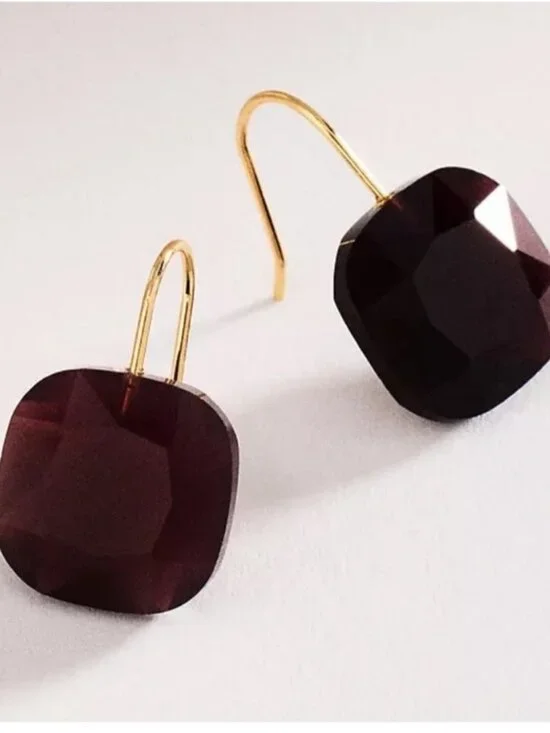 New! Anthropologie Wine Floating Crystal Earrings (3008) NWT