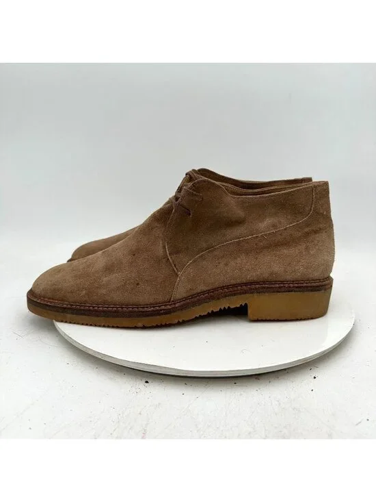 Salvatore Ferragamo Men 12 Brown Suede Plain Toe Lace Up Chukka Boot Italy