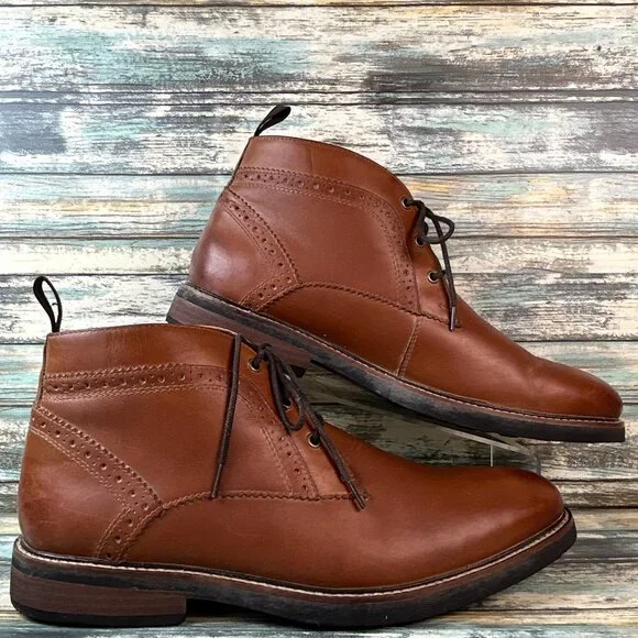Nunn Bush Chukka Boot Size 11M Brown Leather Brogue Lace Up Lightweight Dress