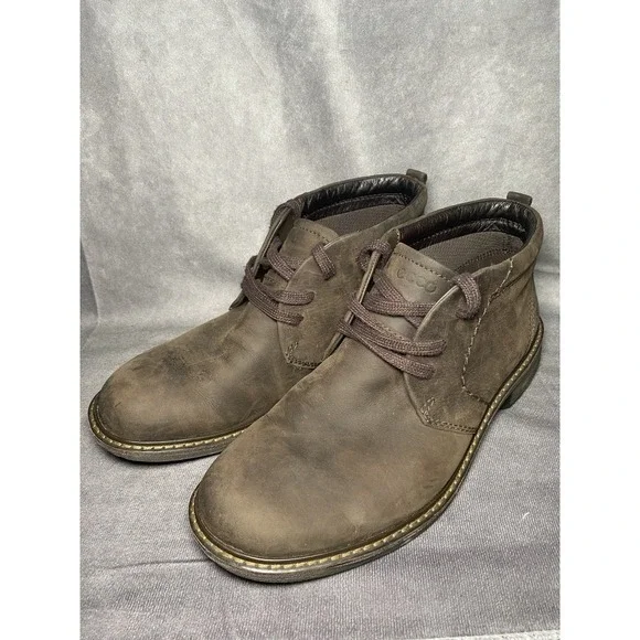 Hipster Waterproof ECCO Brown Leather Chukka Boots Mens Size 41 US Sz 7 Hydromax