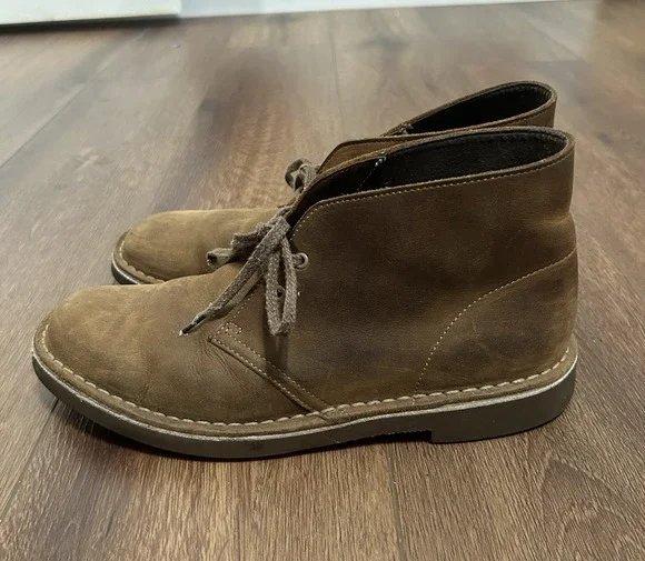 Clarks Men Bushacre 2 Dress Chukka Boots Size US 8.5M Beeswax Brown Leather