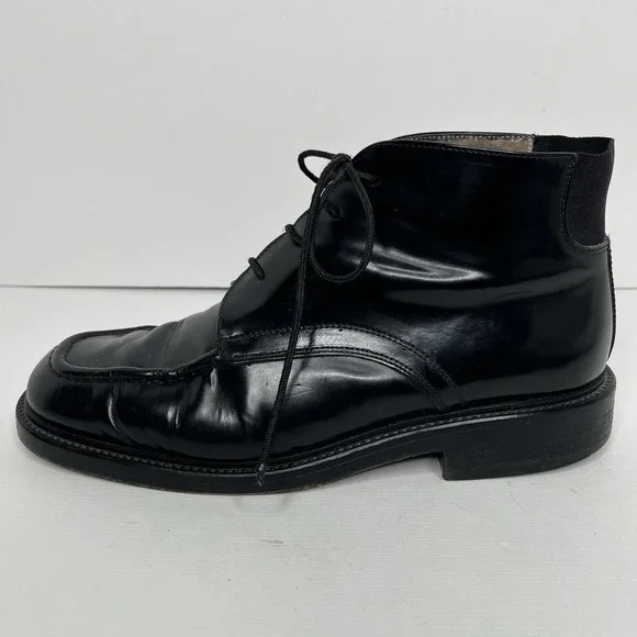 Gortz Made in Italy Men's 9.5 / 10 Black Leather Moc Toe Chukka Lace up Ankle