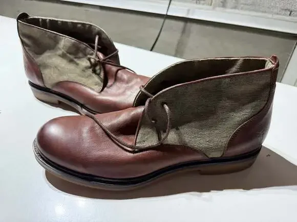 FRYE Men's Two-Tone Leather and Canvas Chukka Boots size 13 D