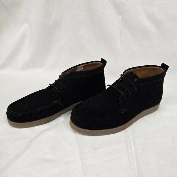 Find Mens Black Suede Chukka Boots Moc Toe Gum‎ Crepe Sole Ankle Boots Lace Up