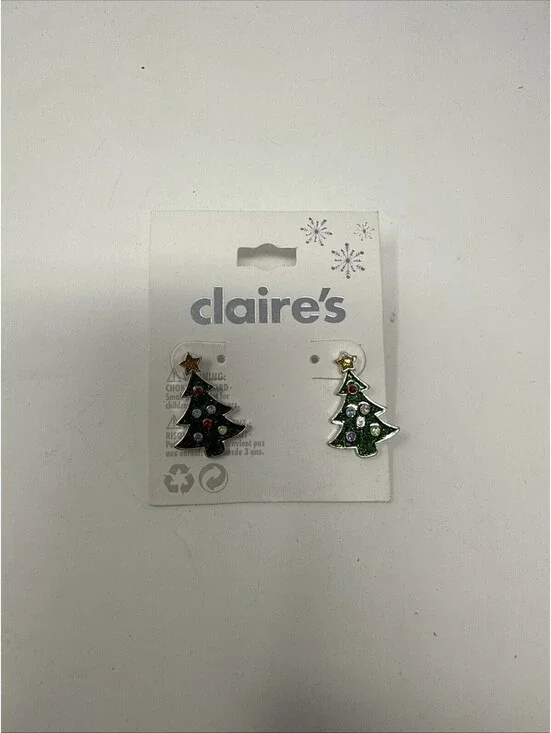 Claire’s Green Christmas Tree Christmas Earrings