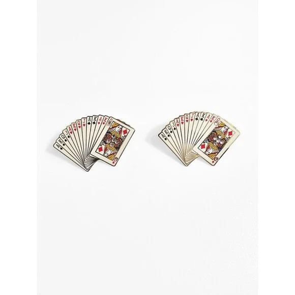 Deck of Playing Card Estate Earrings Poker Rhinestone Bridge Queen of Diamonds